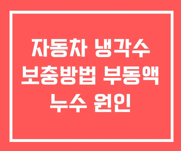 자동차 냉각수 보충방법 부동액 누수 원인