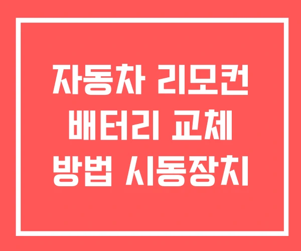 자동차 리모컨 배터리 교체 방법 시동장치