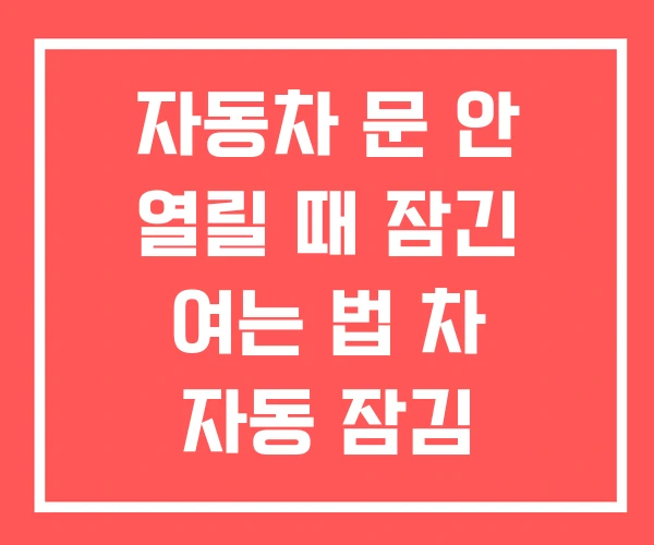 자동차 문 안 열릴 때 잠긴 여는 법 차 자동 잠김 자동차 문 안 열릴 때 잠긴 여는 법 차 자동 잠김