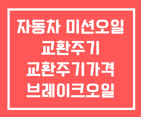 자동차 미션오일 교환주기 교환주기가격 브레이크오일