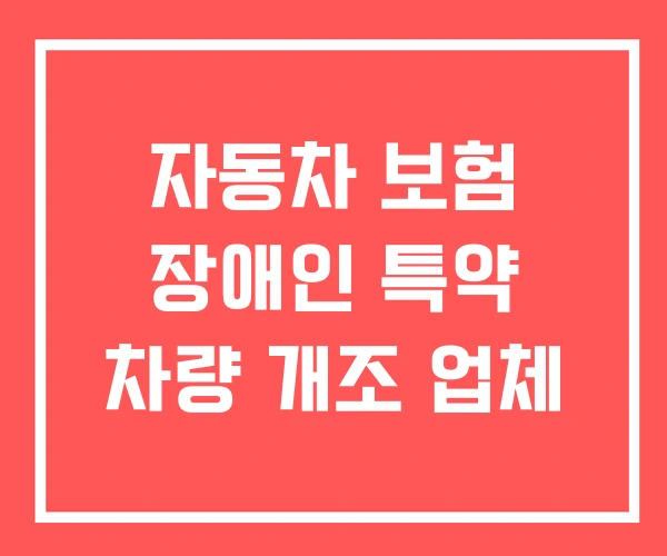 자동차 보험 장애인 특약 차량 개조 업체
