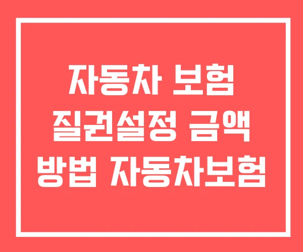 자동차 보험 질권설정 금액 방법 자동차보험