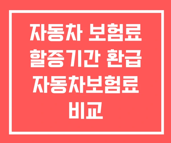 자동차 보험료 할증기간 환급 자동차보험료 비교
