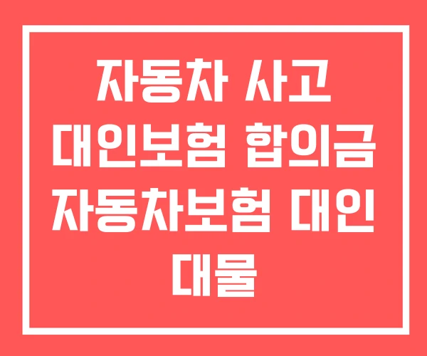 자동차 사고 대인보험 합의금 자동차보험 대인 대물