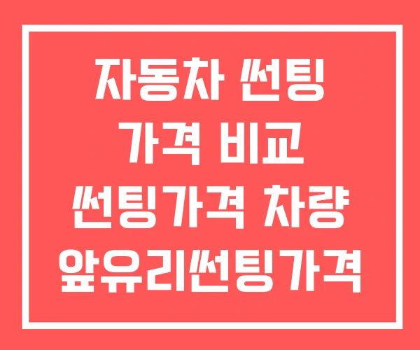 자동차 썬팅 가격 비교 썬팅가격 차량 앞유리썬팅가격