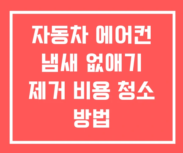 자동차 에어컨 냄새 없애기 제거 비용 청소 방법