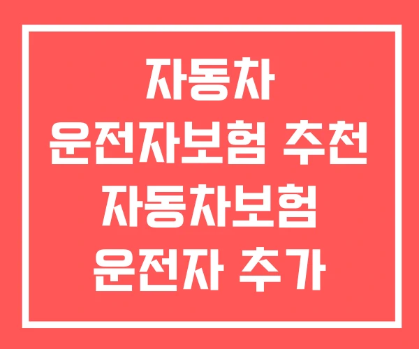 자동차 운전자보험 추천 자동차보험 운전자 추가 운전자한정 자동차 운전자보험 추천 자동차보험 운전자 추가 운전자한정
