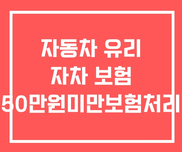 자동차 유리 자차 보험 50만원미만보험처리