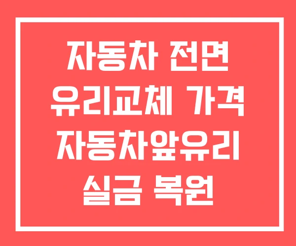 자동차 전면 유리교체 가격 자동차앞유리 실금 복원