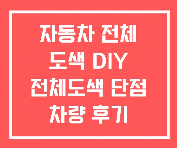 자동차 전체 도색 DIY 전체도색 단점 차량 후기