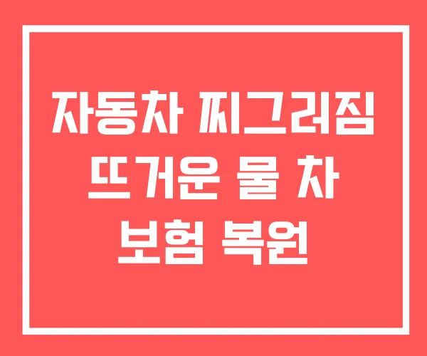 자동차 찌그러짐 뜨거운 물 차 보험 복원