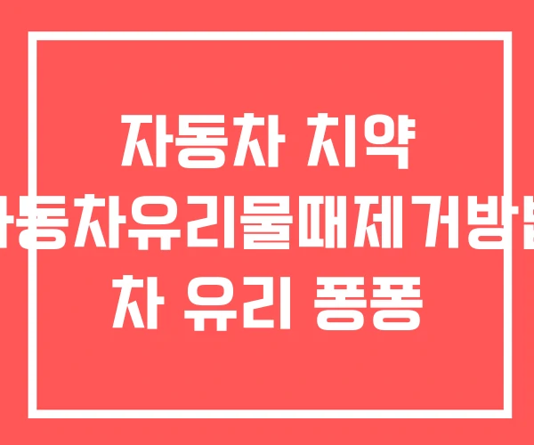 자동차 치약 자동차유리물때제거방법 차 유리 퐁퐁