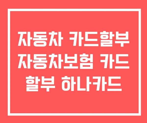 자동차 카드할부 자동차보험 카드 할부 하나카드