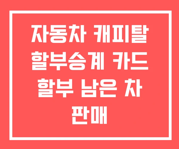 자동차 캐피탈 할부승계 카드 할부 남은 차 판매