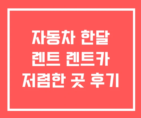 자동차 한달 렌트 렌트카 저렴한 곳 후기