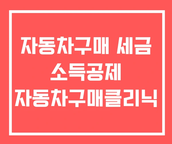 자동차구매 세금 소득공제 자동차구매클리닉