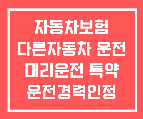 자동차보험 다른자동차 운전 대리운전 특약 운전경력인정