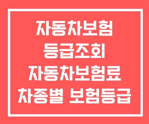 자동차보험 등급조회 자동차보험료 차종별 보험등급