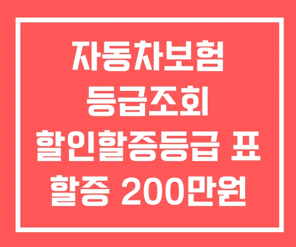 자동차보험 등급조회 할인할증등급 표 할증 200만원