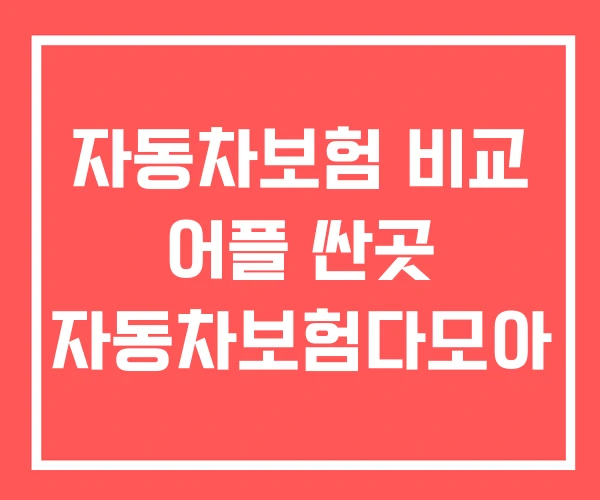 자동차보험 비교 어플 싼곳 자동차보험다모아