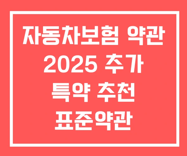 자동차보험 약관 2025 추가 특약 추천 표준약관 자동차보험 약관 2025 추가 특약 추천 표준약관
