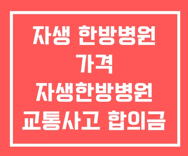 자생 한방병원 가격 자생한방병원 교통사고 합의금 입원비용