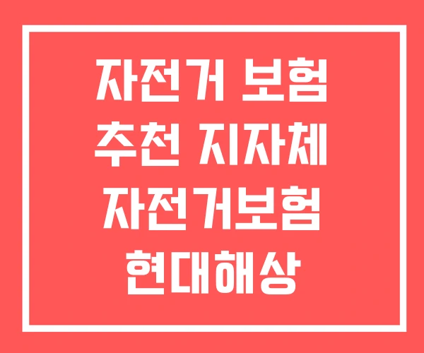 자전거 보험 추천 지자체 자전거보험 현대해상