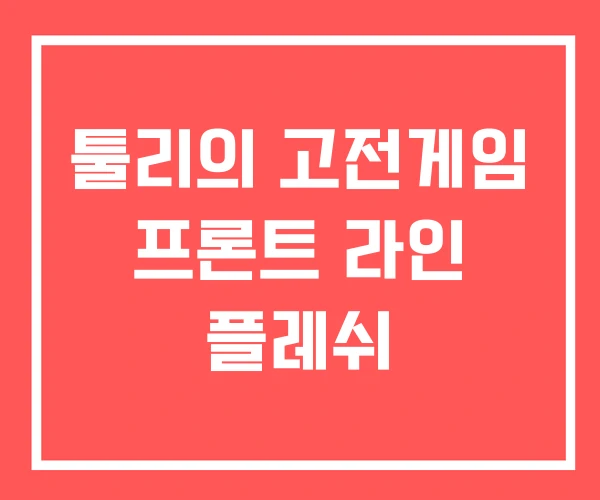 툴리의 고전게임 프론트 라인 플레쉬 툴리의 고전게임 프론트 라인 플레쉬