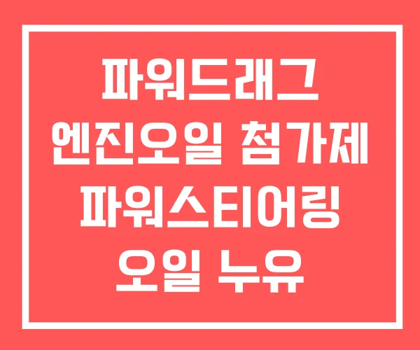 파워드래그 엔진오일 첨가제 파워스티어링 오일 누유
