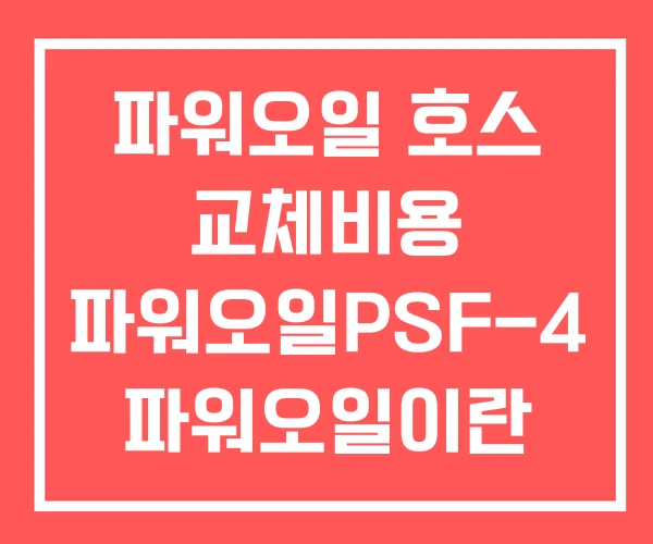파워오일 호스 교체비용 파워오일PSF-4 파워오일이란