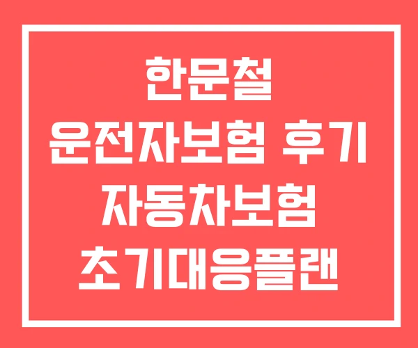 한문철 운전자보험 후기 자동차보험 초기대응플랜